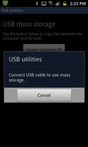 connect usb cable to use mass storage